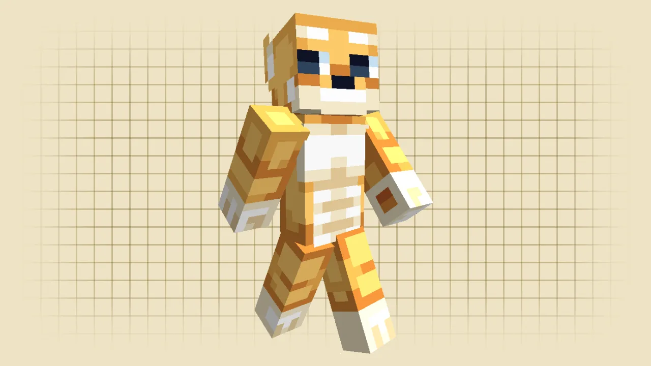 A muscular Minecraft skin with a Shiba Inu dog head and a buff body with six-pack abs